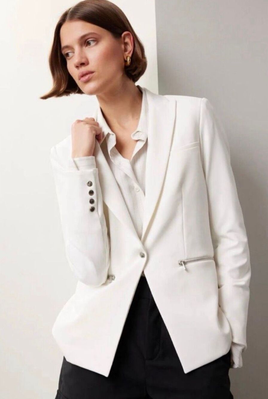 Veronica Beard Iconic Scuba Dickey Blazer Jacket in White Size 0